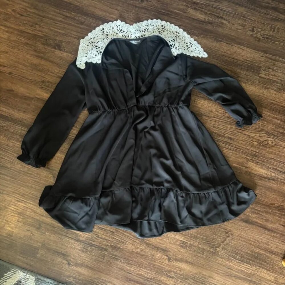 Allegra K Women's Vintage Ruffle Hem Dresses A-Line Crochet Peter Pan Collar